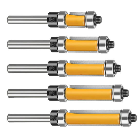 5PCS 1/4" Shank Flush Trim Router Bit Set Top&Bottom Bearing Woodworking CutterTAPDRA Spare Part