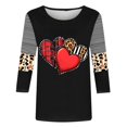 thumbnail image 4 of Valentines Tshirt Women, Leopard Print Heart Tshirt, Ladies 3/4 Sleeve Tops Women Valentine's Day Love Festival Leisure Print Shirt Casual Round Neck Three Quarter Sleeve T-Shirt Top, 4 of 4