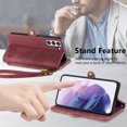 thumbnail image 5 of Nalacover Case for Samsung S23, with RFID Blocking Card Slot Holder, Magnetic Flip Folio Purse Case, PU Leather Zipper Handbag with Detachable Lanyard Strap for Samsung Galaxy S23, Red, 5 of 12