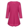thumbnail image 4 of Olyvenn Women's 3/4 Sleeve Tops Elegant Dressy Sparkly Mesh Double Layers Tunic Shirt Casual Work Evening Party Blous Tops Hot Pink XL, 4 of 7
