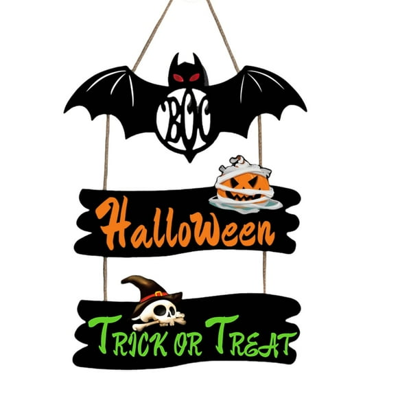 Letrero colgante de madera con murciélagos para Halloween, adorno para colgar en la puerta o la pared, decoración para fiestas en casa, salón.