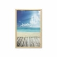 thumbnail image 1 of Landscape Wall Art with Frame, Tropical Beach from Wooden Pier Sky Seascape Summer View Image, Printed Fabric Poster for Bathroom Living Room, 23" x 35", Cream Turquoise White, by Ambesonne, 1 of 2