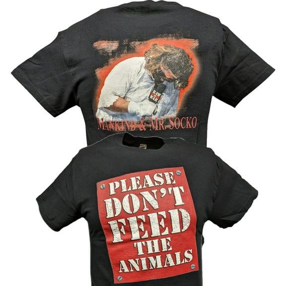 Mankind Mick Foley Mr Socko Don't Feed Animals Mens T-shirt