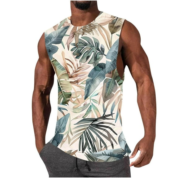 HaoXianJian Plus Size Mens Workout Tank Top Sleeveless Muscle Shirts Fashion Graphic Running Tank Tees 3X 4X 5X