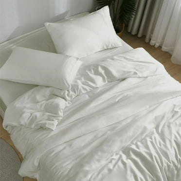DOZ Sheet Set, 100% Viscose derived from Bamboo, Organically Grown, Buttery Soft, Cooling Sheets, High GSM, Deep Pockets - 4 Piece - 2 Pillowcases 1 Fitted 1 Top Sheet (Ivory, Queen)