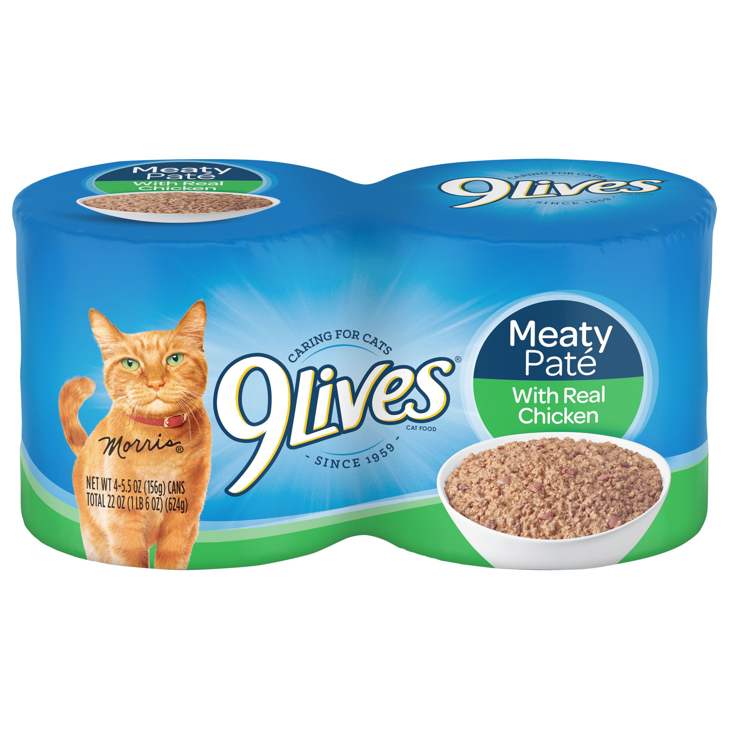 9Lives Meaty Paté with Real Chicken Cat Food, 24-5.5-Ounce Cans