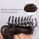 thumbnail image 4 of Pieza de pelo de moño desordenado para mujer, coleteros ondulados y rizados, moño con clip en garra (marrón oscuro), 4 of 5