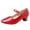 Red, variant on Female Teacher Latin Dance Shoes Adult Body Dance Exercise Plus Size Shoes Trendy Mid Heel Dance Shoes Gold Size 6