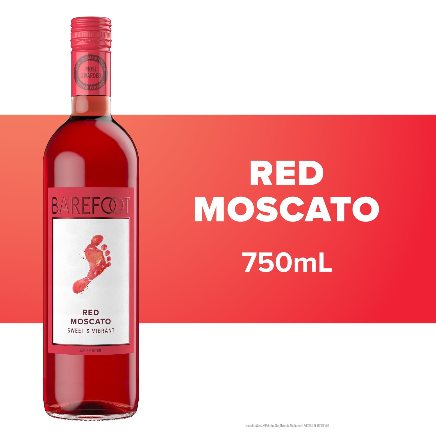 Barefoot Cellars Red Moscato Sweet Red Wine, 750ml Bottle
