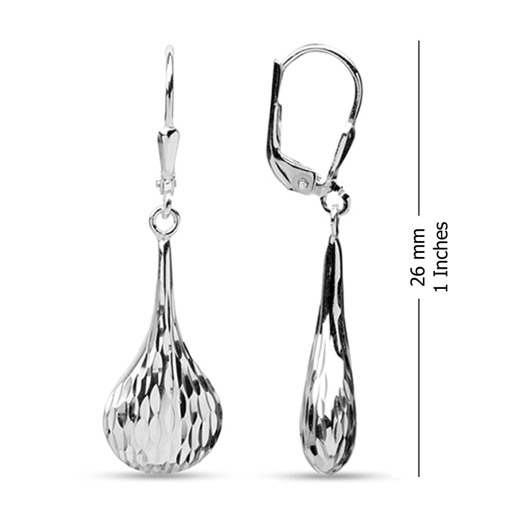 LeCalla 925 Sterling Silver Diamond-Cut Celtic Knot Sea Life Tear-Drop Dangle Lever Back Earrings for Women and Teen 26MM