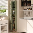 thumbnail image 2 of KAMEROUT Tall Narrow Storage Cabinet, Slim Bathroom Storage Organizer with Adjustable Shelves & 4 Leveling Feet, Freestanding Cabinet for Small Spaces, Kitchen, Living Room, Green, 2 of 7