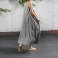 thumbnail image 2 of chouyatou Women's Casual Loose-Fit Cotton and Linen Plaid Tank Maxi Dress with Pockets, 2 of 6