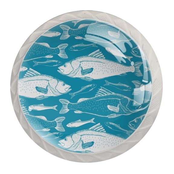 4 Pcs Ocean Fish Knobs for Kitchen Cabinet Cupboard Dresser Bookcase Drawer Pulls Handles Round Home Decor