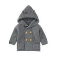 thumbnail image 2 of gljltg Newborn Baby Girls Boys Knit Cardigan Ear Hooded Sweater, Infant Button-Down Cotton Outfits, Unisex Baby Basic Clothes, 2 of 4