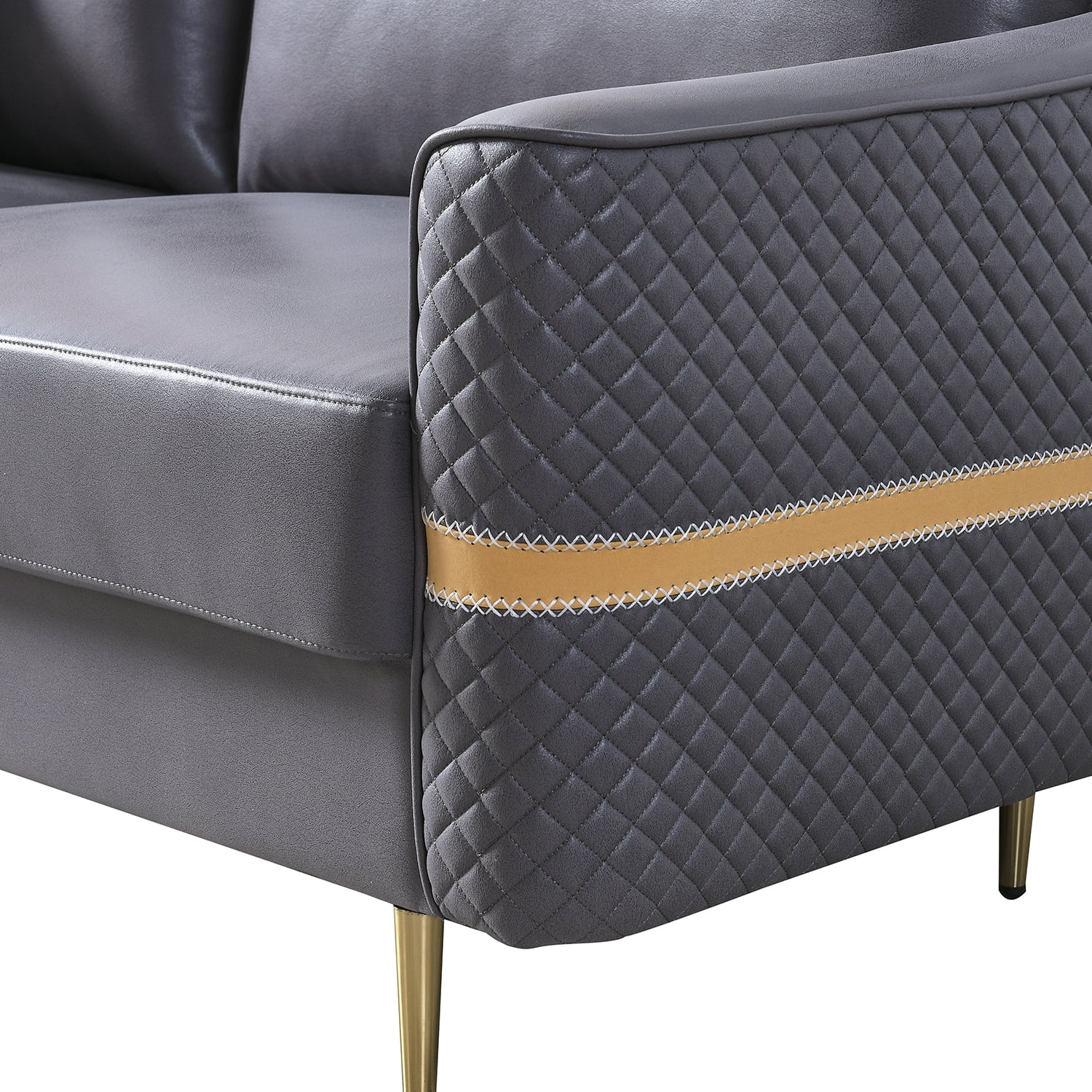 Kadyn Loveseat Sofa Couch, 73.22" Fabric Couch with 2 Pillows, Modern Upholstered Sofa for Bedroom, Dary Grey