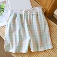 thumbnail image 2 of Tnhcen Women's Plaid Sleep Shorts with Pockets Soft Breathable Fabric Adjustable Drawstring Loose Fit Lounge Pajamas M-XL, 2 of 9