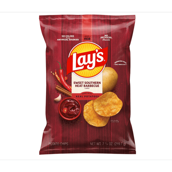 Sweet Southern Heat Barbecue Flavored Potato Chips, 7.75 Oz