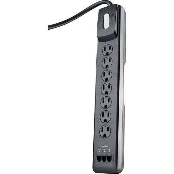 Woods Surge Protector 41617 - 7 Outlets, Resettable Overload, Circuit Breaker - 6' Cord, Black