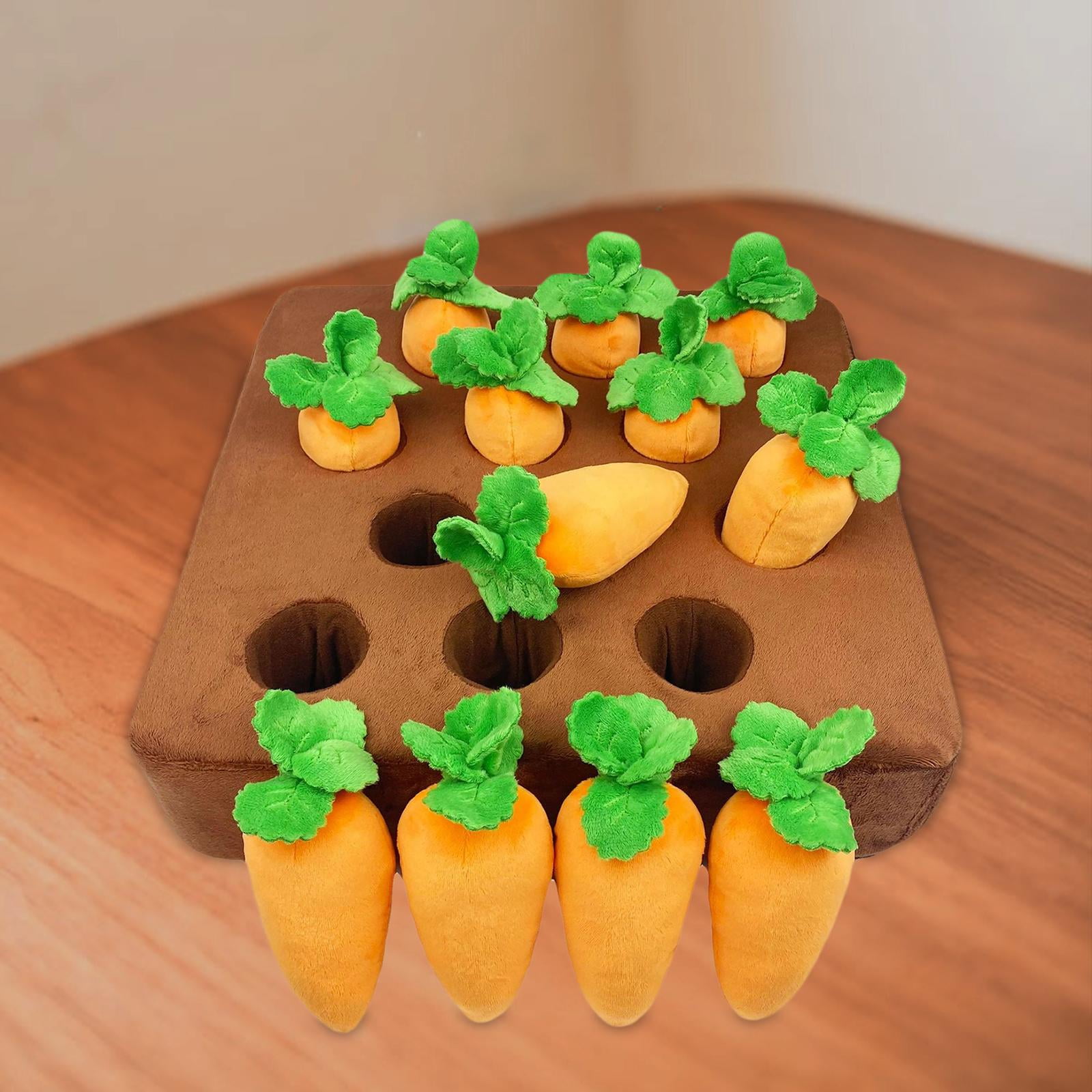 Garden Carrot Plush Toy Vegetable Fruit Pet Interactive Puzzle Foraging Training Educational Toy Increase Dog Enrichment Toys , Multi, 36cmx36cm
