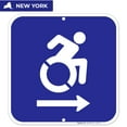 thumbnail image 1 of New York Handicap Parking Sign, Accessible Symbol With Right Arrow Sign, 12x12 Aluminum, 1 of 8