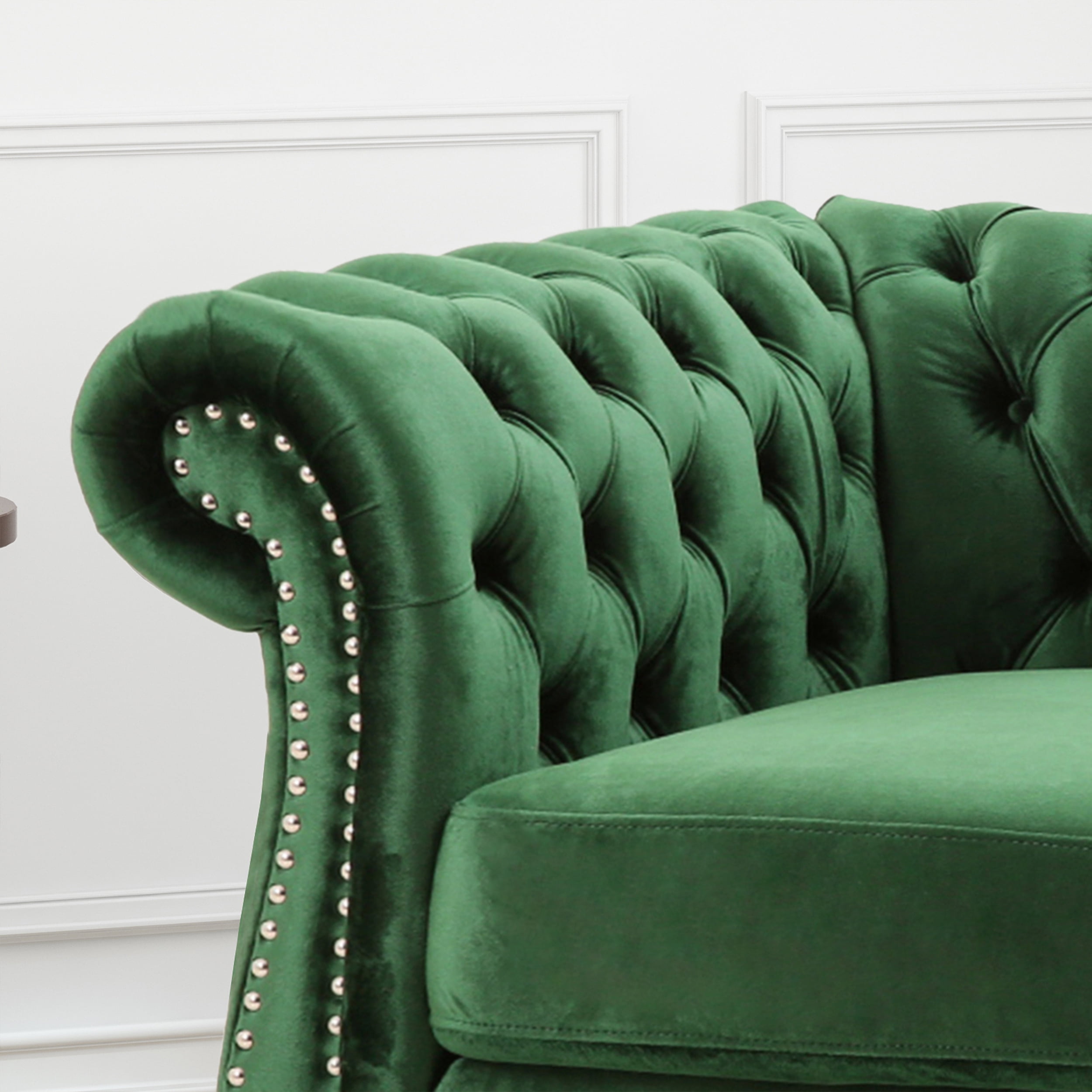 Noble House Millie Chesterfield Velvet Club Chair, Green