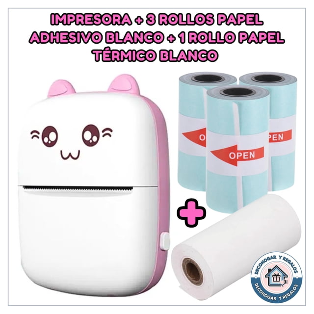 Impresora térmica Bluetooth portátil + 3 rollos