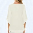 thumbnail image 4 of Viluyesy V-Neck T-Shirt for Womens 3/4 Sleeves Shirt Tops Relaxed Loose Blouse White Size XL, 4 of 7