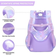Ficcug School Backpack Girls School Bag,25L Wear-Resistant Lightweight Kids Backpacks Fashion Waterproof Bookbag,Purple