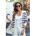 thumbnail image 6 of SHEWIN Striped Sweates Plus Size Cardigans for Women Casual Button Down V Neck Cute Cropped Outerwear Coats Blue Stripe, 6 of 8