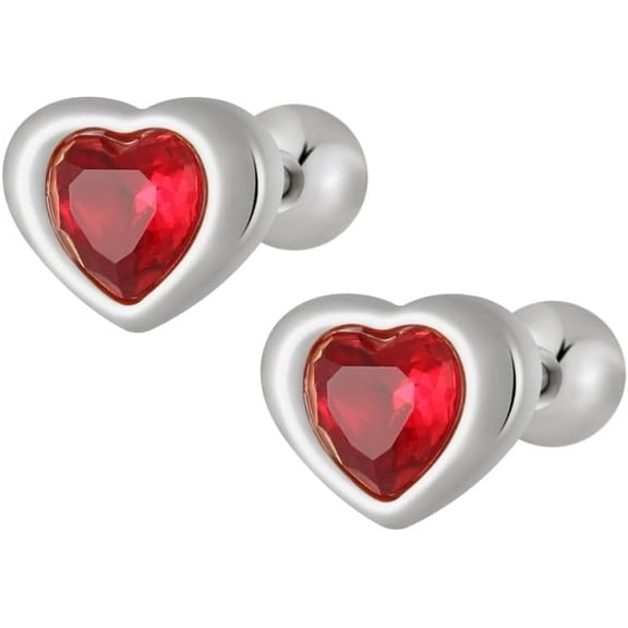 Cute Heart Shape Stud Earrings for Women Crystal Cubic Zirconia Cartilage Earrings Titanium Steel Hypoallergenic Heart Love Pierced Studs Jewelry