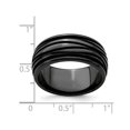 thumbnail image 2 of Mens Black Titanium Grooved Waves Band Ring (10mm), 2 of 4