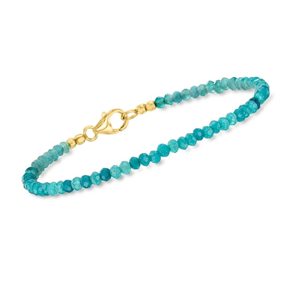 Ross-Simons 11.00 ct. t.w. Blue Apatite Bead Bracelet in 18kt Gold Over Sterling, Women's, Adult
