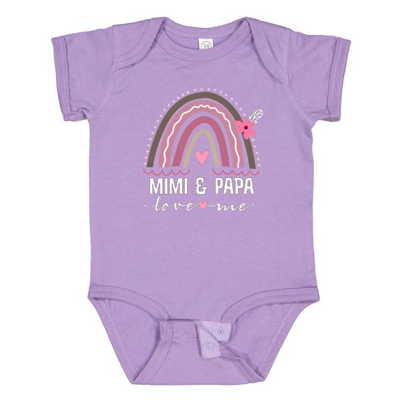 Inktastic Mimi and Papa Love Me Rainbow Girls Baby Bodysuit