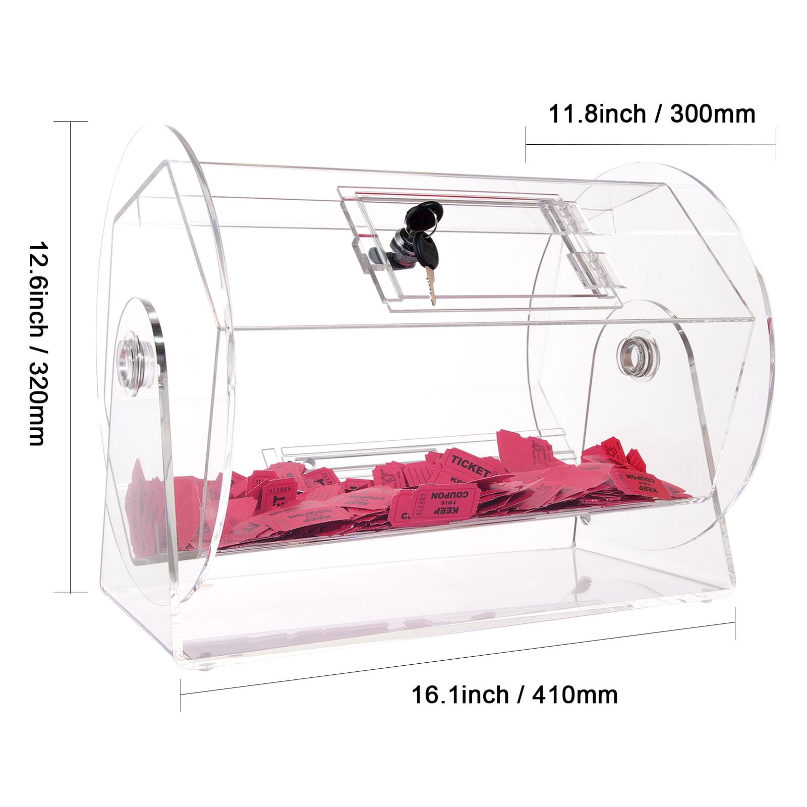Acrylic Raffle Drum,Professional Raffle Ticket Spinning Cage with 2 Keys, Transparent Lottery Spinning Drawing, Holds 5000 Tickets or 200 Raffle Balls, Raffle Ticket Box for Lottery Games Bingo