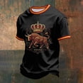thumbnail image 2 of CONZONE Spain Bull Fighting Day Mens T-Shirts Short Sleeve T Shirts For Men Crew Neck Graphic Casual Summer Tee Tops, 2 of 3