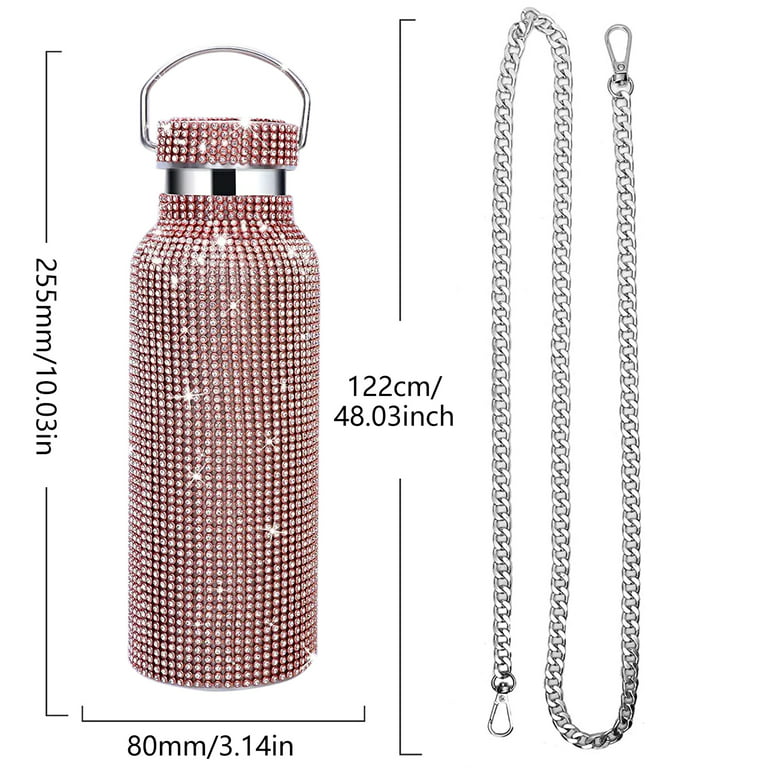 12 Pack Diamond Water Bottle with Chain 17 oz Bling Rhinestone Bottles Bulk  Glitter Stainless Steel Water Bottle Diamond Refillable Insulated Thermal