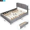 thumbnail image 4 of Queen Size Platform Bed with 4 Storage Drawers, Upholstered Velvet Bed Frame with Classic Headboard, Wood Slat Support, No Box Spring Needed, Gray, 4 of 7