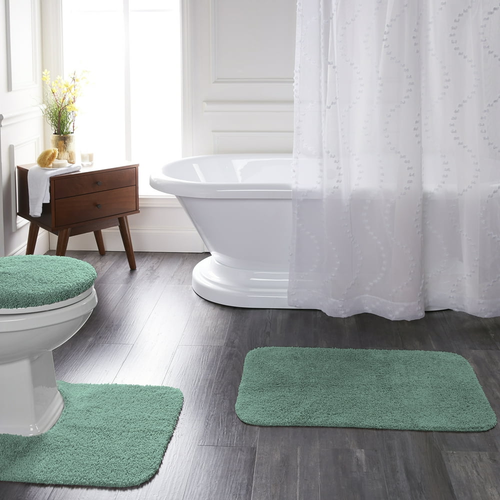 Mainstays Basic 3 Piece Bath Rug Set, Clearly Aqua, 19.5" x 32