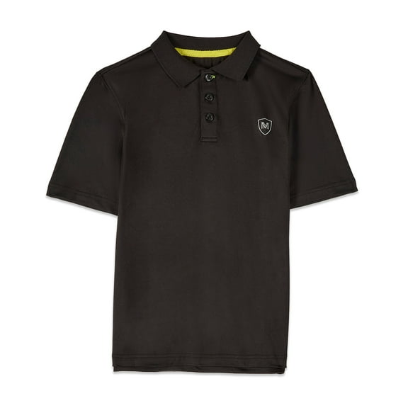 MeMoi Boys Silky Soft Dri-Effect Moisture Wicking Short Sleeve Polo Shirt - Boys - Male, 14, Black