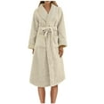 thumbnail image 2 of Batas para mujer, bata de baño lisa con vendaje, pijama largo, ropa de dormir con bolsillo en la cintura y cinturones., 2 of 4