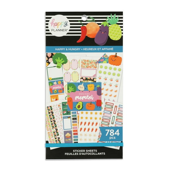 Happy Planner 30 Sheet Value Sticker Pack, Happy & Hungry Theme, 784 Stickers Total