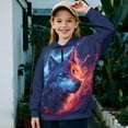 thumbnail image 2 of Uorisanigo Girls Half Zip Cropped Pullover Sweatshirt Oversized Blue Red Fire Wolf Long Sleeve Lapel Zipper Sweatshirts Drop Shoulder Pullover Shirt Top Lightweight Athletic Tops, 2 of 7