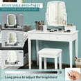 thumbnail image 4 of Gymax Ensemble de Coiffeuse avec Miroir Éclairé, Commode Réglable à 10 Ampoules, 4 Tiroirs, Blanc, 4 of 9