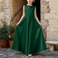 thumbnail image 6 of LEKWK Girls Bridesmaid Flower Dress Sleeveless Satin Bow Tie Backless Pageant Gown Pleated Flowy A-Line Princess Dresses for Birthday Party Wedding 0-13Y, 6 of 9