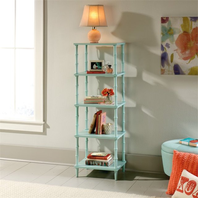 Sauder Eden Rue 4 Shelf Tower Etagere in Seafoam