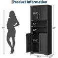 thumbnail image 5 of EastVita Bathroom Cabinet Farmhouse Storage Cabinet with Glass Doors and Adjustable Shelves Freestanding Kitchen Pantry Cabinet Cupboard for Living Room Dining Room Black 67 H, 5 of 8