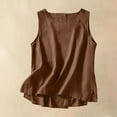 thumbnail image 2 of Htigea Linen Sleeveless Tank Tops Basic Summer Casual Crewneck Blouse Brown,S, 2 of 6