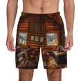 thumbnail image 3 of Uemuo Log Cabin Inside Pattern Mens Swim Trunks Quick Dry Board Shorts with Mesh Lining, Stretch Beach Shorts Quick Dry No-Chafing Board Shorts-Large, 3 of 9