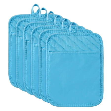 

R HORSE 6Pcs Pot Holder with Pocket for Kitchen Black Pocket