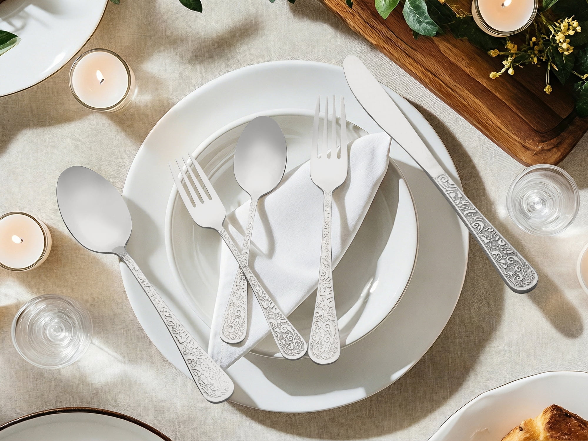 Unique Bargains 30 Pieces Stainless Steel Mirror Polished Cutlery Set for 6 Silver